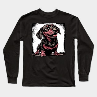 Retro Art Dachshund Dog Lover Long Sleeve T-Shirt